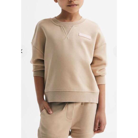 Reiss Nina kids Set Sweatshirt and Shorts camel color sz 4-5 - Picture 2 of 8
